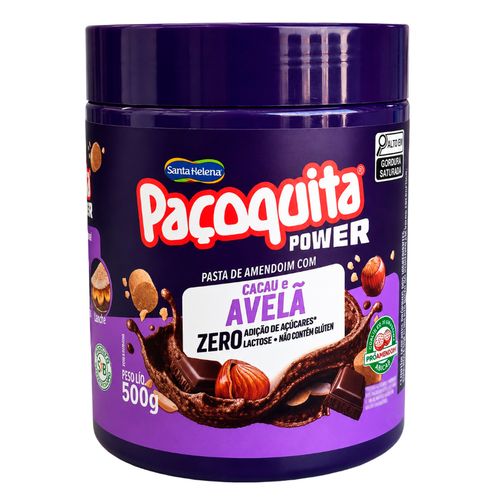 Pasta de Amendoim Santa Helena Pacoquita Power Cacau e Avela 500g-1-